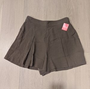 Brown Pleated Shorts